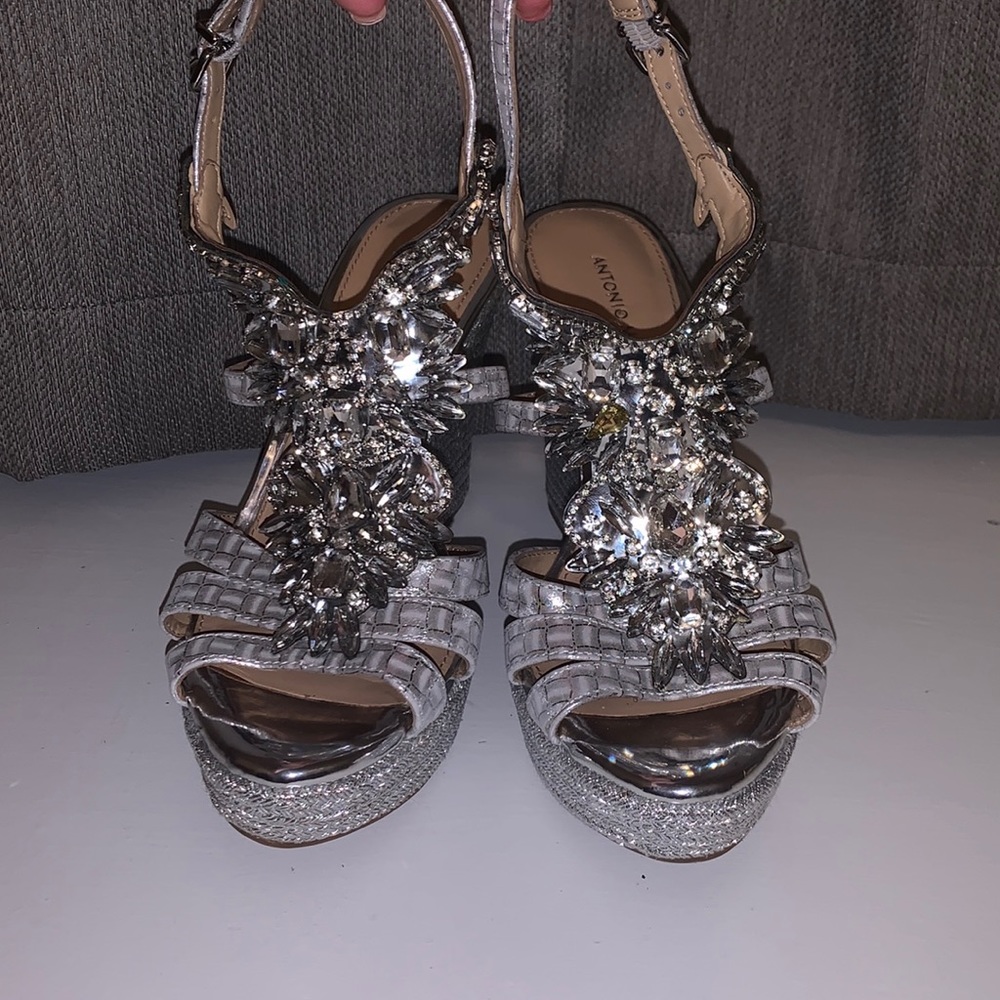 Antonio Melani Silver Sparkle Wedge
